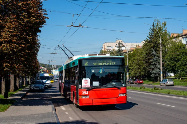 Chernivtsi Ucrânia Setembro 2021 Trolleybus Hess Swisstrolley 394 Biel Montando — Fotografia de Stock