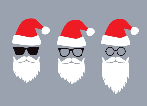 Sevimli Hipster Noel Baba simgeleri Noel ve Yeni Yıl vektör ilülasyonunu ayarladı.