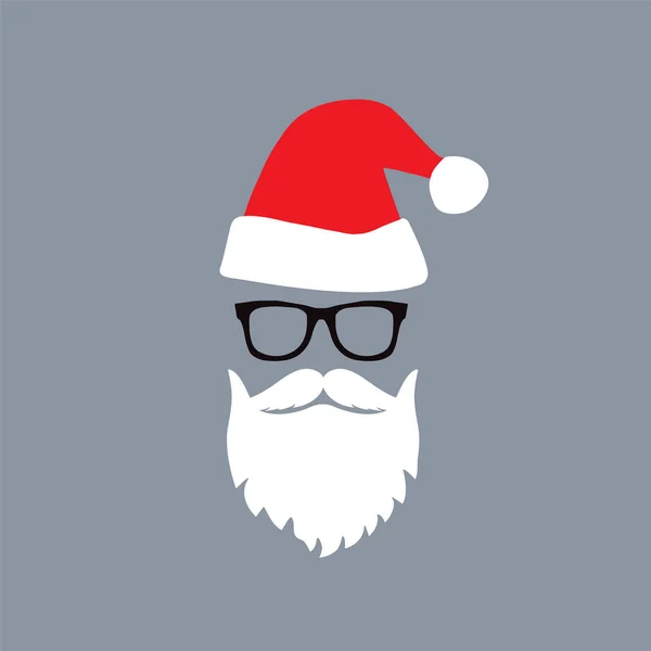 Cute Hipster Santa Claus icono de Navidad y Año Nuevo vector de ilustración. — Vector de stock