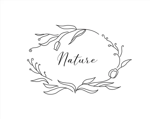 Linda vintage dibujado a mano elipse decorativa marco de garabato floral. ilustración vectorial. mejor para invitación tarjeta de felicitación logotipo o plantilla de diseño de redes sociales — Vector de stock