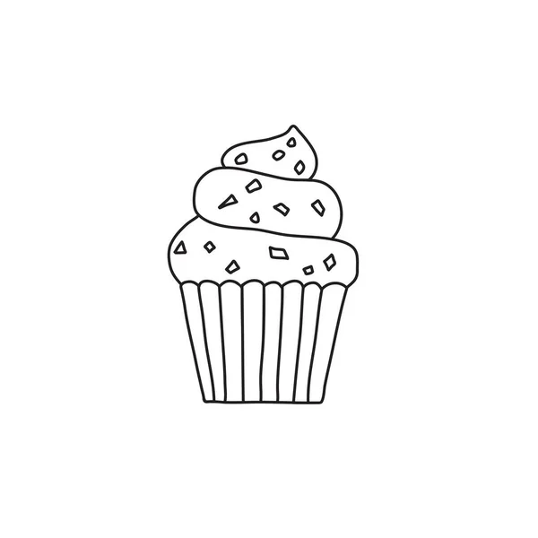 Ilustración del vector cupcake dibujado a mano en estilo doodle — Vector de stock