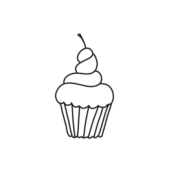 Illustrazione vettoriale di cupcake disegnata a mano in stile doodle — Vettoriale Stock
