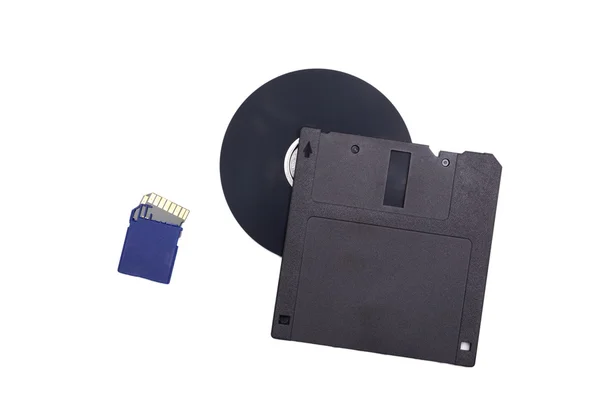 Damaged SD card and floppy disc — Stock Photo, Image