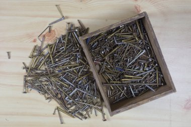 bir kutu içinde birçok vidalar