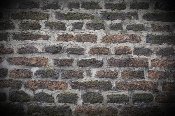 Stará cihlová zeď, tmavý rámeček — Stock fotografie