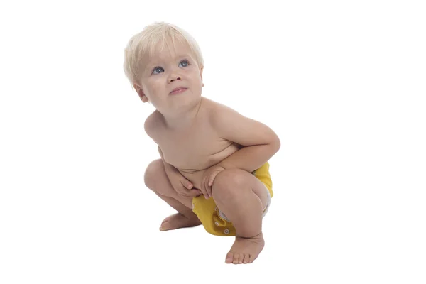Adorable young boy with cloth diaper — Stock Photo, Image