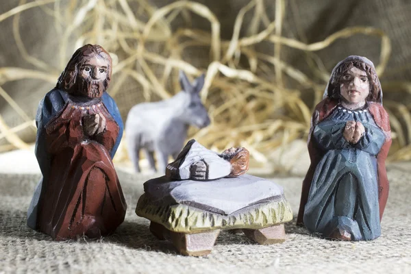 Handmade Christmas crib — Stock Photo, Image