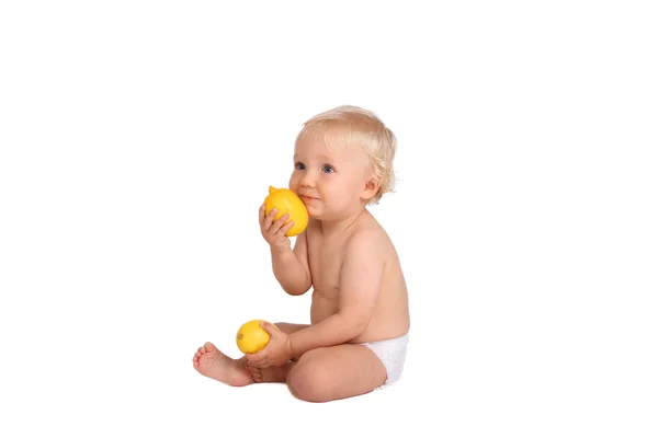 Boy with lemon — Stock Photo, Image