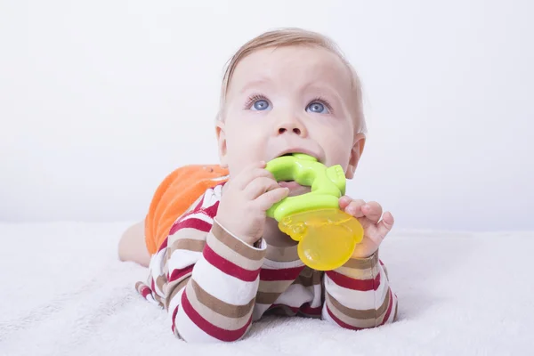 Bebek teether ile — Stok fotoğraf