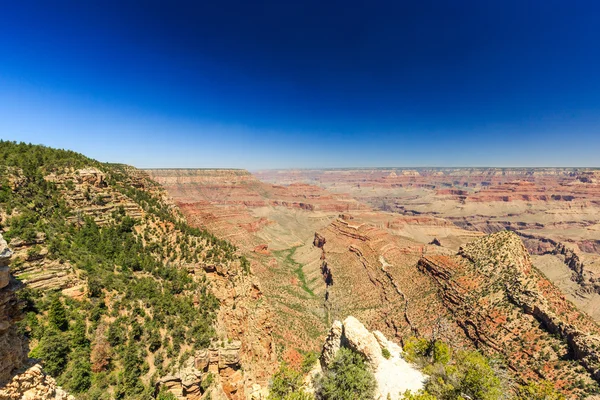 Büyük Kanyon, Güney ağızlı, mavi gökyüzü ile güneşli gün — Stok fotoğraf