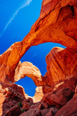 Arches Ulusal Parkı 'nda Çifte Kemer, Utah, ABD