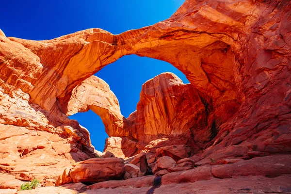 Double Arch nel Parco Nazionale degli Archi, Utah, USA — Foto Stock