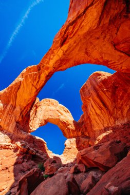 Arches Ulusal Parkı 'nda Çifte Kemer, Utah, ABD