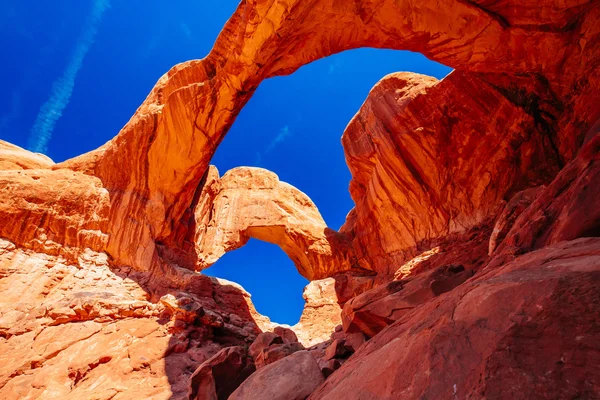 Double Arch nel Parco Nazionale degli Archi, Utah, USA — Foto Stock