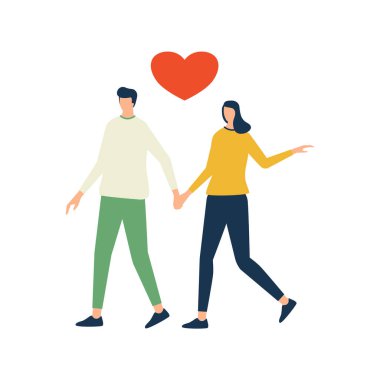 Genç çift erkek ve kadın düz çizim