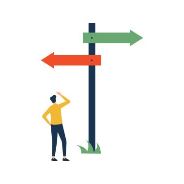 Adam bir yönü seçiyor.