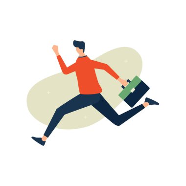 Koşan işadamı bir çanta tut.