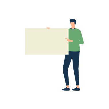 Adam boş tabelayı tutuyor.