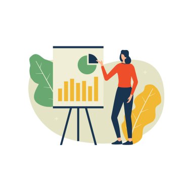 Vektör çizimi. Kadın sunum kavramı