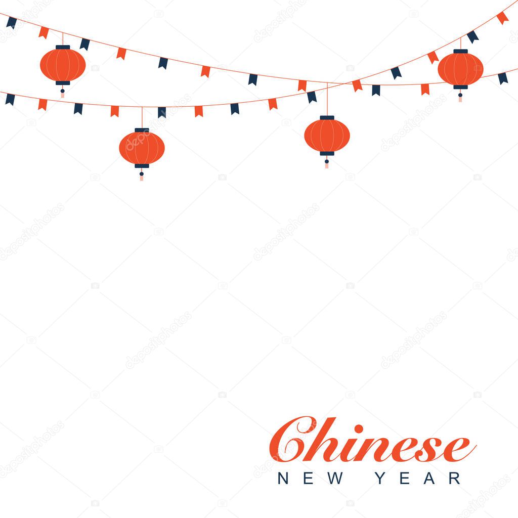 Chinese new year with lantern. vector illustration
