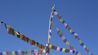 Shey Palace, Ladakh, Hindistan Tibet dua bayraklar