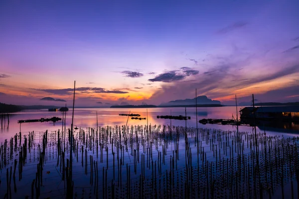 Las granjas de ostras en la aldea de pescadores en Samchong-tai, Phang Nga, Tailandia —  Fotos de Stock