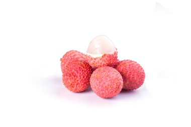 Lychee. Beyaz arka plan üzerinde izole tatlı taze lychees.