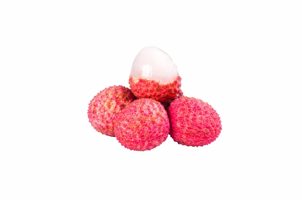 Lychee. Söta färska litchiplommon isolerad på vit bakgrund. — Stockfoto