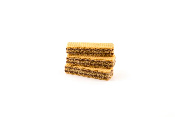 Wafers with chocolate isolated on white background. — Stock Photo, Image