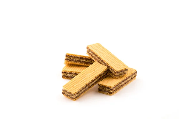 Wafels met chocolade geïsoleerd op witte achtergrond. — Stockfoto