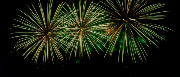 Buntes Feuerwerk am Nachthimmel. — Stockfoto