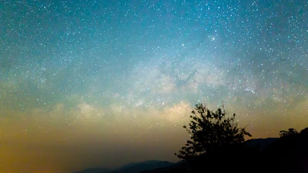 Calea Lactee Panorama, Fotografie cu expunere lungă . — Fotografie, imagine de stoc