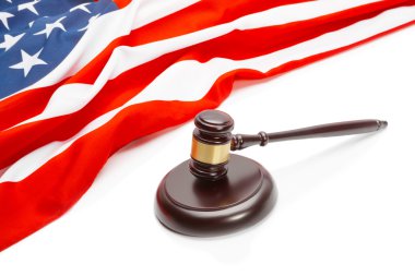 Ahşap yargıç tokmak yakınındaki Birleşik Devletleri - portre çekimi bayrağı