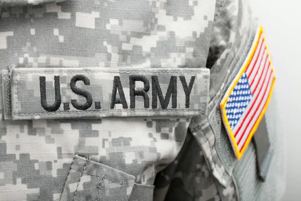 Amerikai zászló, és az amerikai hadsereg folt katonai egyenruha - közelről stúdió felvétel — Stock Fotó