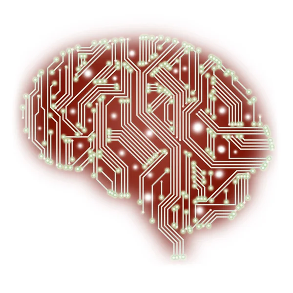 An illustration of a human brain shaped circuit board isolated on white background — Stock Photo, Image