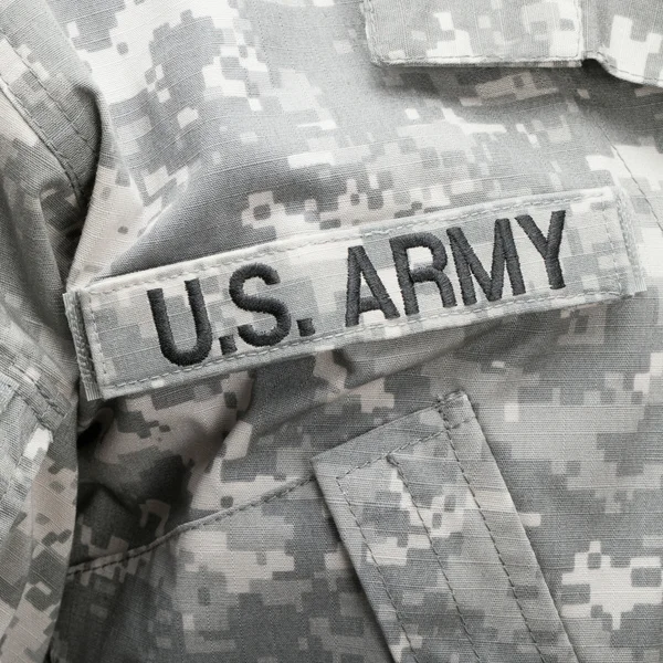 Close up shot of U.S. ARMY patch on military uniform — стоковое фото