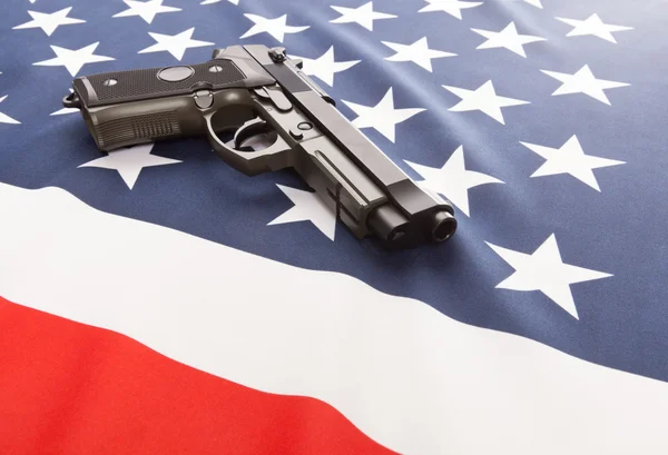 National flag with hand gun over it series - United States — Stock Photo, Image