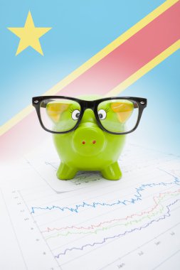 arka plan - Kongo Demokratik Cumhuriyeti bayrağı ile Piggy banka