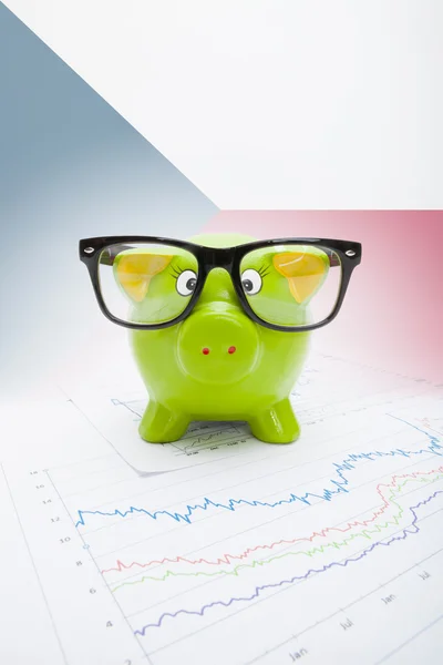 Piggy bank with flag on background - Czech Republic — Stock Photo, Image