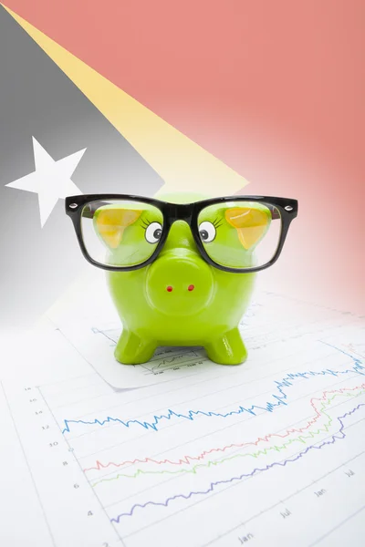 Piggy bank with flag on background - East Timor — Stock Photo, Image