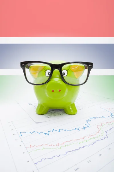 Piggy bank met vlag op achtergrond - gambia — Stockfoto