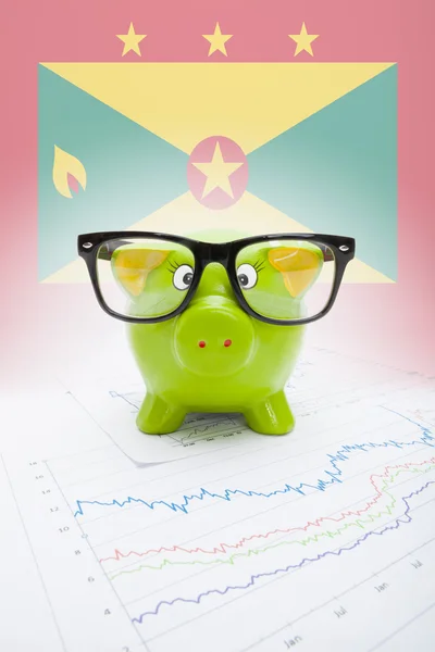 Piggy bank with flag on background - Grenada — Stock Photo, Image