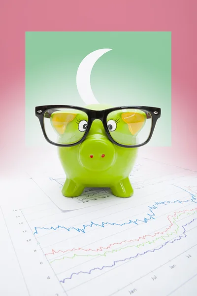 Piggy bank with flag on background - Maldives — Stock Photo, Image