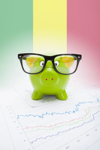 Piggy bank with flag on background - Mali — Stock Photo, Image