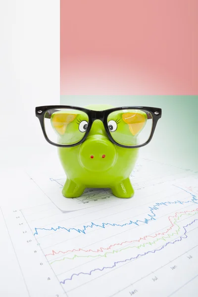 Piggy bank met vlag op achtergrond - Madagaskar — Stockfoto