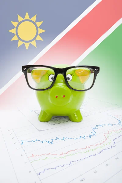 Piggy bank with flag on background - Namibia — Stock Photo, Image