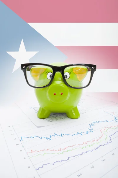 Piggy bank met vlag op achtergrond - puerto rico — Stockfoto