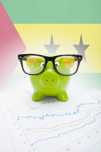 Piggy bank with flag on background - Sao Tome and Principe — Stock Photo, Image