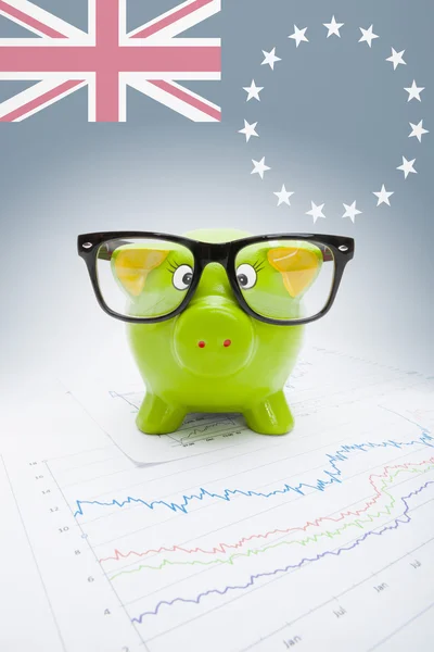 Piggy bank with flag on background - Cook Islands — Stock Photo, Image