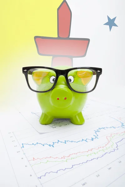 Piggy bank with Canadian province flag on background - Nunavut — Stock Photo, Image